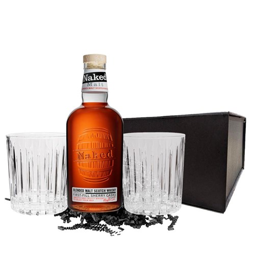 Naked Malt Blended Scotch Whisky 70cl And Nouveau Tumblers Gift Set